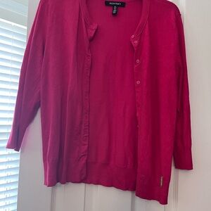 Ellen Tracy Bright Raspberry Button-Up Cardigan